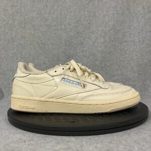 Reebok Mens Club C 85 White Blue Leather Gum Shoes Sneakers Size 7.5 AR0459